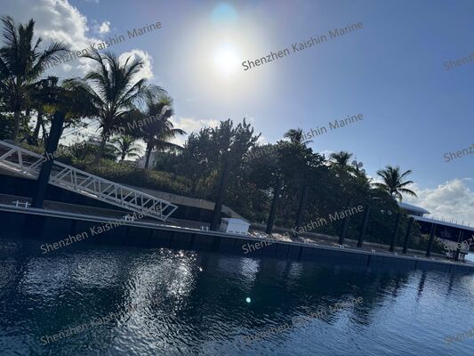 Marine Aluminum Gangway with 1.1m Height Handrails and WPC Decking for Floating Dock Access